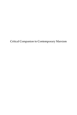 Critical Companion to Contemporary Marxism