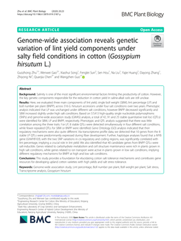 Genome-Wide Association Reveals Genetic Variation of Lint Yield
