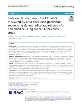 Early Circulating Tumour DNA Kinetics Measured by Ultra-Deep Next-Generation Sequencing During Radical Radiotherapy for Non-Smal