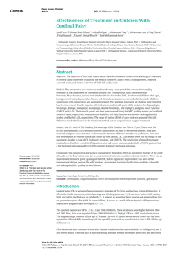 Effectiveness of Treatment in Children with Cerebral Palsy