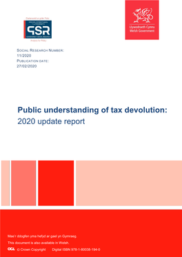 Public Understanding of Tax Devolution: 2020 Update Report