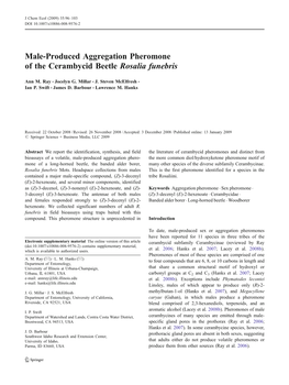 Male-Produced Aggregation Pheromone of the Cerambycid Beetle Rosalia Funebris