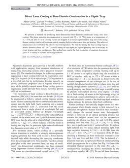 Direct Laser Cooling to Bose-Einstein Condensation in a Dipole Trap