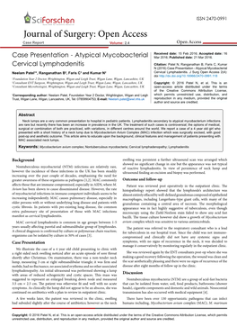 Case Presentation - Atypical Mycobacterial Mar 2016; Published Date: 21 Mar 2016