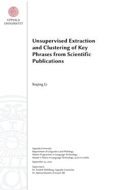 Unsupervised Extraction and Clustering of Key Phrases from Scientific Publications