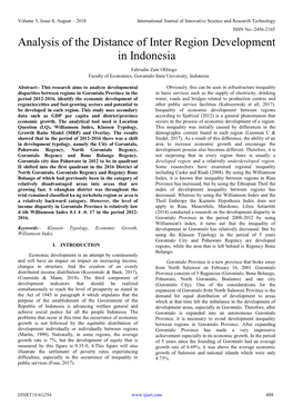 Analysis of the Distance of Inter Region Development in Indonesia