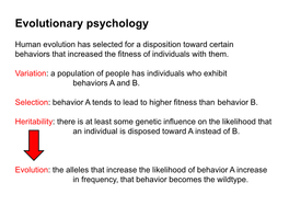 Evolutionary Psychology