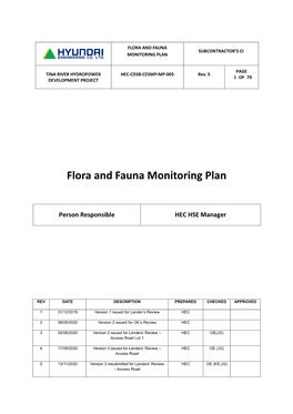 Flora and Fauna Monitoring Plan