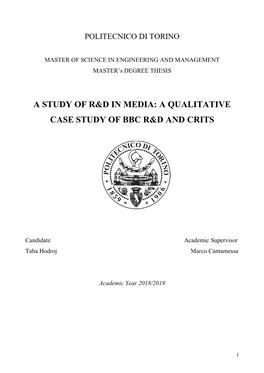 A Study of R&D in Media