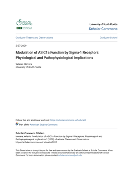 Modulation of Asic1a Function by Sigma-1 Receptors: Physiological and Pathophysiological Implications