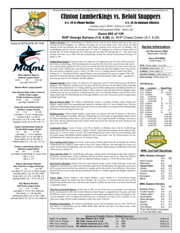 Clinton Lumberkings Vs. Beloit Snappers