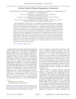 Coherent Control of Plasmon Propagation in a Nanocircuit