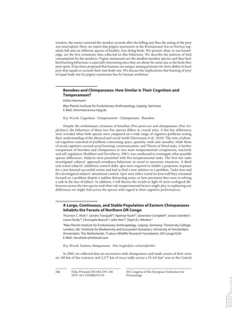 Bonobos and Chimpanzees: How Similar Is Their Cognition and Temperament? a Large, Continuous, and Stable Population of Eastern C