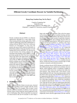 Efficient Greedy Coordinate Descent Via Variable Partitioning