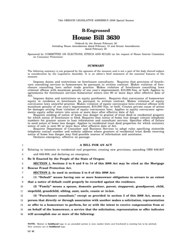 House Bill 3630 Ordered by the Senate February 20 Including House Amendments Dated February 12 and Senate Amendments Dated February 20