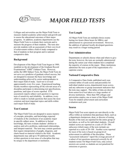 Major Field Test Education Test Description