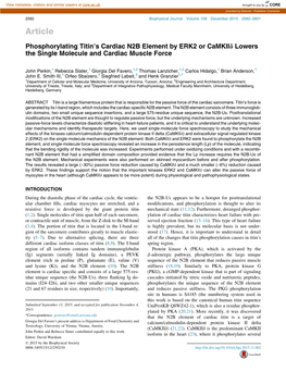 Phosphorylating Titin's Cardiac N2B Element by ERK2 Or Camkii&Delta