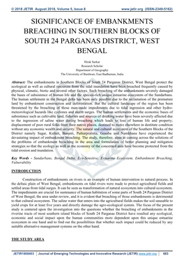 Significance of Embankments Breaching in Southern Blocks of South 24 Parganas District, West Bengal