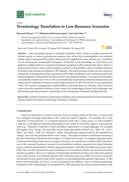 Terminology Translation in Low-Resource Scenarios