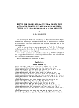 Note on Some Stomatopoda from the Atlantic Coasts of Africa and America, with the Description of a New Species