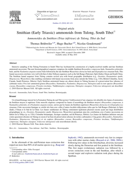 Smithian (Early Triassic) Ammonoids from Tulong, South Tibet§