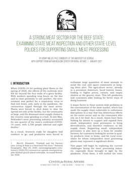 A Strong Meat Sector for the Beef State: Examining State Meat Inspection and Other State-Level Policies for Supporting Small Meat Processing