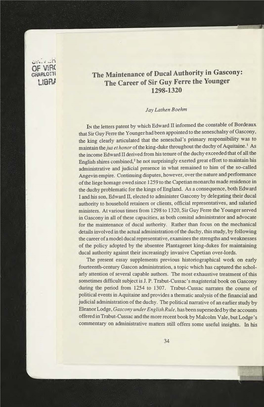 The Career of Sir Guy Ferre the Younger 1298-1320