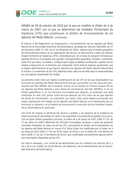 ORDEN De 29 De Octubre De 2018 Por La Que Se Modifica La Orden