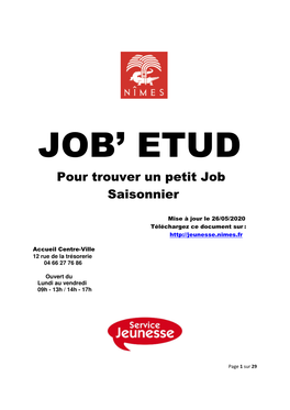 Pour Trouver Un Petit Job Saisonnier