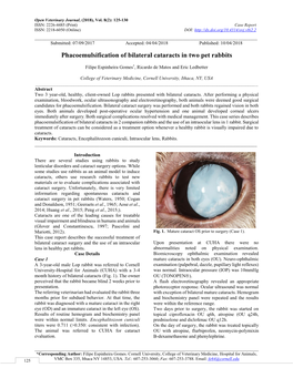 Phacoemulsification of Bilateral Cataracts in Two Pet Rabbits