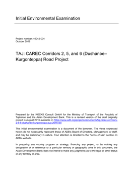 49042-004: CAREC Corridors 2, 5, and 6 (Dushanbe–Kurgonteppa) Road Project