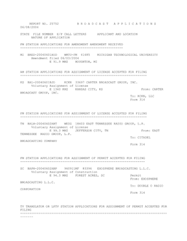 Report No. 25752 Broadcastapplications 06/08/2004