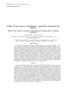 Ivega Srebra Je Akumulirano V Poplavnih Sedimentih Reke Idrijce?