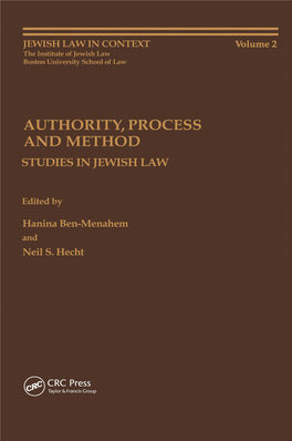 Authority, Process and Method Jewish Law in Context