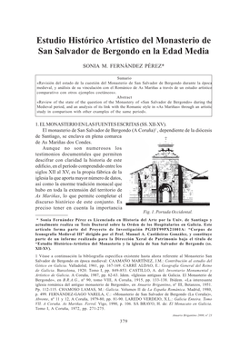 Estudio Histórico Artístico Del Monasterio De San Salvador De Bergondo En La E