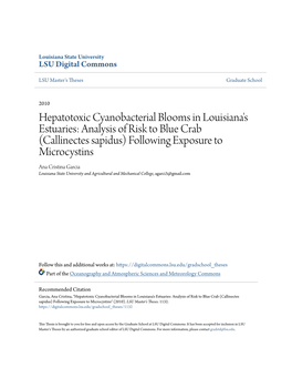 Hepatotoxic Cyanobacterial Blooms in Louisiana's Estuaries