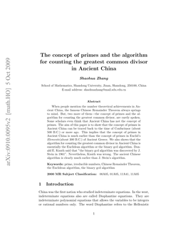 Arxiv:0910.0095V2 [Math.HO] 5 Oct 2009 Rrtoa Ubr Ny H Oddohnierfr Othe to Refers Diophantine Word the Only