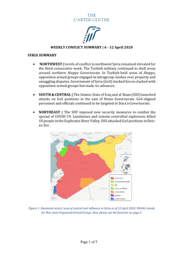 WEEKLY CONFLICT SUMMARY | 6 - 12 April 2020