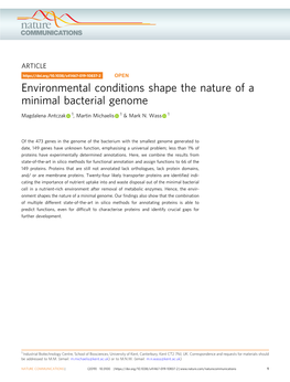 Environmental Conditions Shape the Nature of a Minimal Bacterial Genome