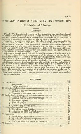 Photo-Ionization of Caesium by Line Absorption