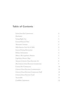 Table of Contents