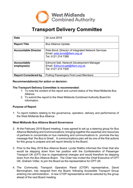 Transport Delivery Committee