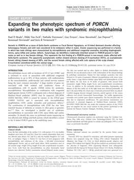 Expanding the Phenotypic Spectrum of PORCN Variants in Two Males with Syndromic Microphthalmia