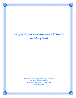 Professional Development Schools in Maryland