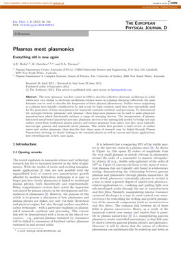 Plasmas Meet Plasmonics Everything Old Is New Again