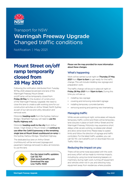 Warringah Freeway Upgrade Changed Traffic Conditions