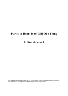 Purity of Heart Is to Will One Thing by Sören Kierkegaard