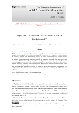 Alpha Proportionality and Penrose Square Root Law