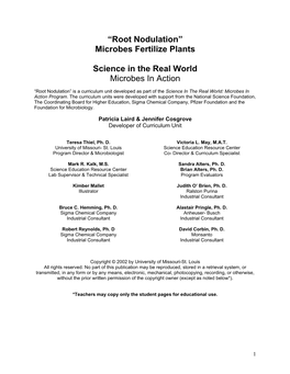 “Root Nodulation” Microbes Fertilize Plants Science in the Real World