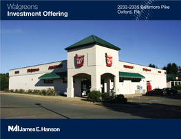 Walgreens 2233-2335 Baltimore Pike Investment Offering Oxford, PA Photo Is for Representation Only Disclaimer